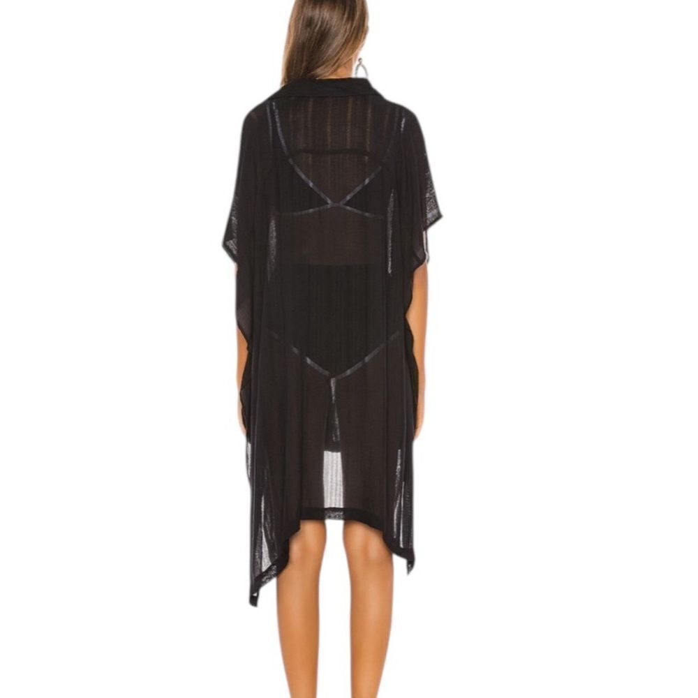 L' Space Anita Black Cover up Button Down Collar Neckline Semi Sheer M/L - Picture 4 of 8